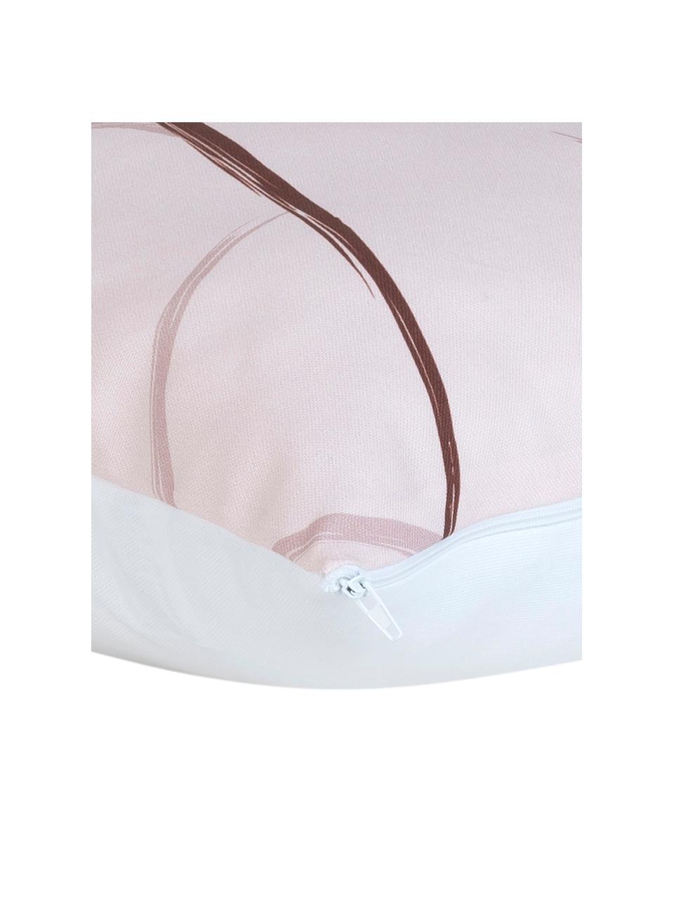 Poszewka na poduszkę Curves, 100% bawełna, Blady różowy, biały, S 40 x D 40 cm