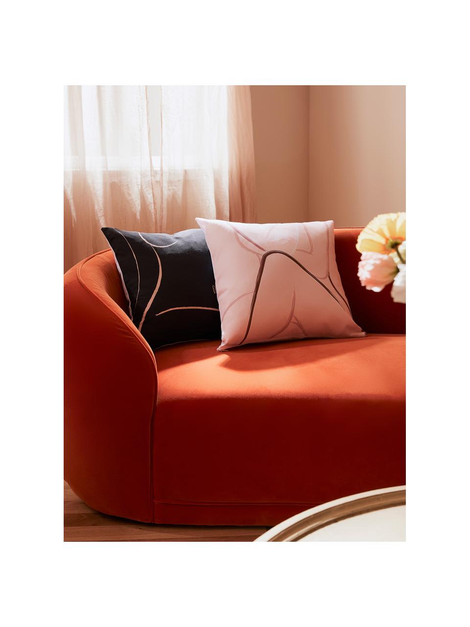Poszewka na poduszkę Curves, 100% bawełna, Blady różowy, biały, S 40 x D 40 cm