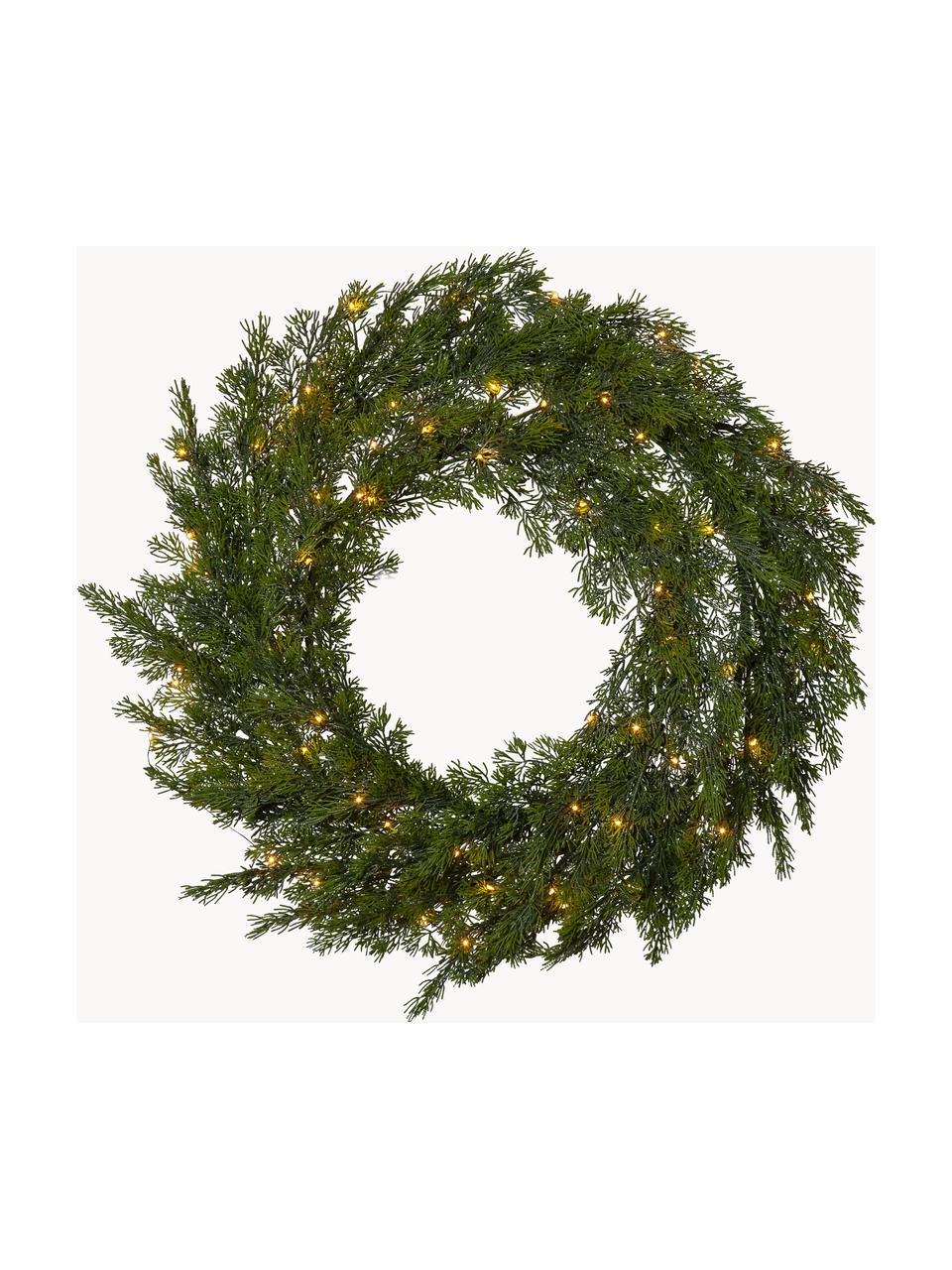 Couronne de Noël LED d'extérieur avec fonction de minuterie Byske, Vert foncé, Ø 60 x haut. 20 cm