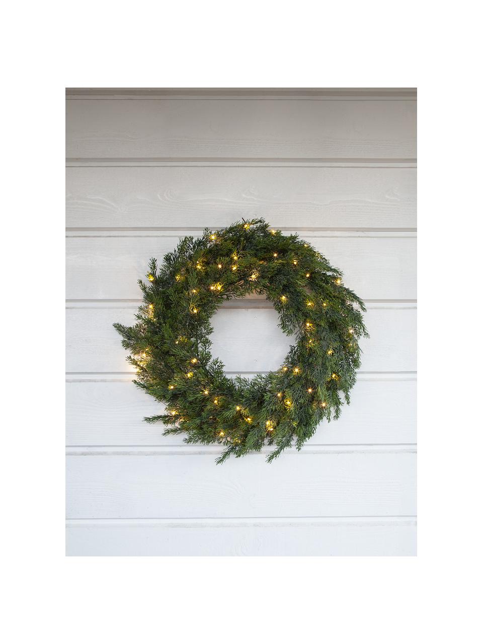 Couronne de Noël LED d'extérieur avec fonction de minuterie Byske, Vert foncé, Ø 60 x haut. 20 cm