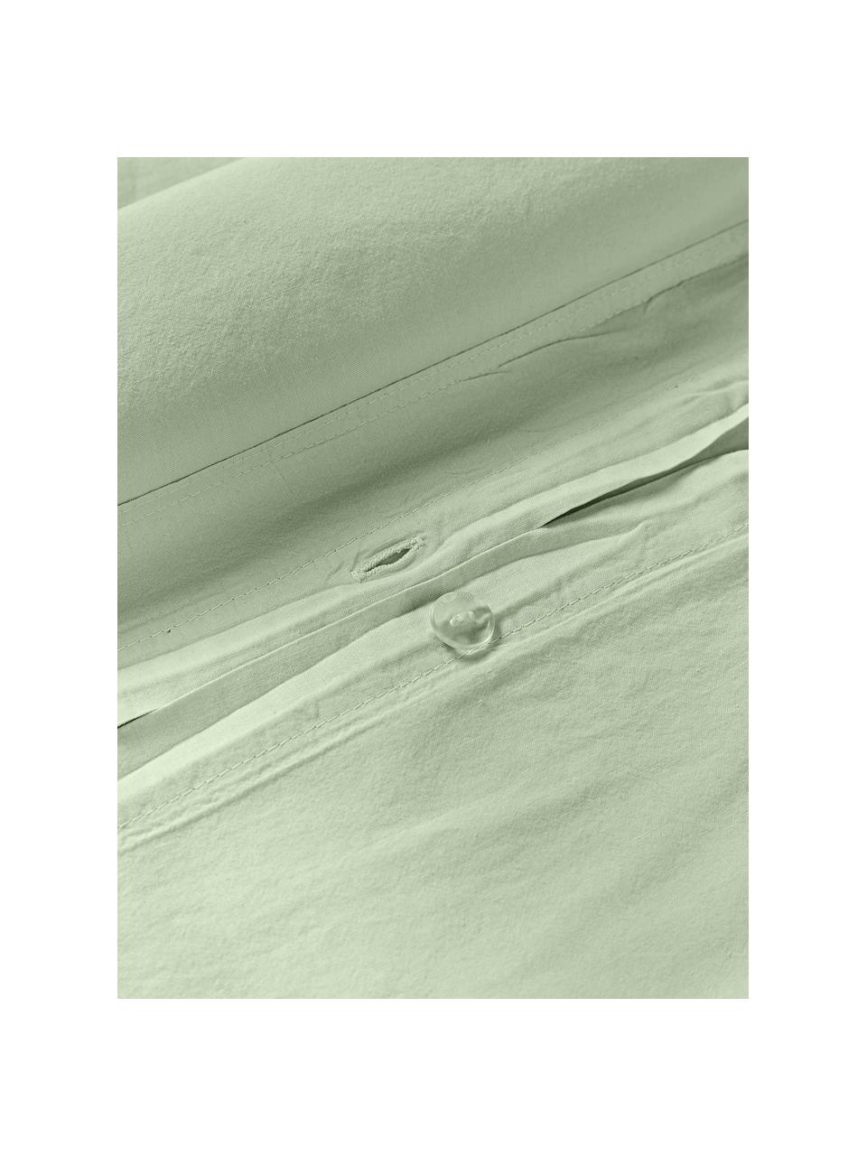 Taie d'oreiller en coton délavé Darlyn, Vert sauge, larg. 50 x long. 70 cm