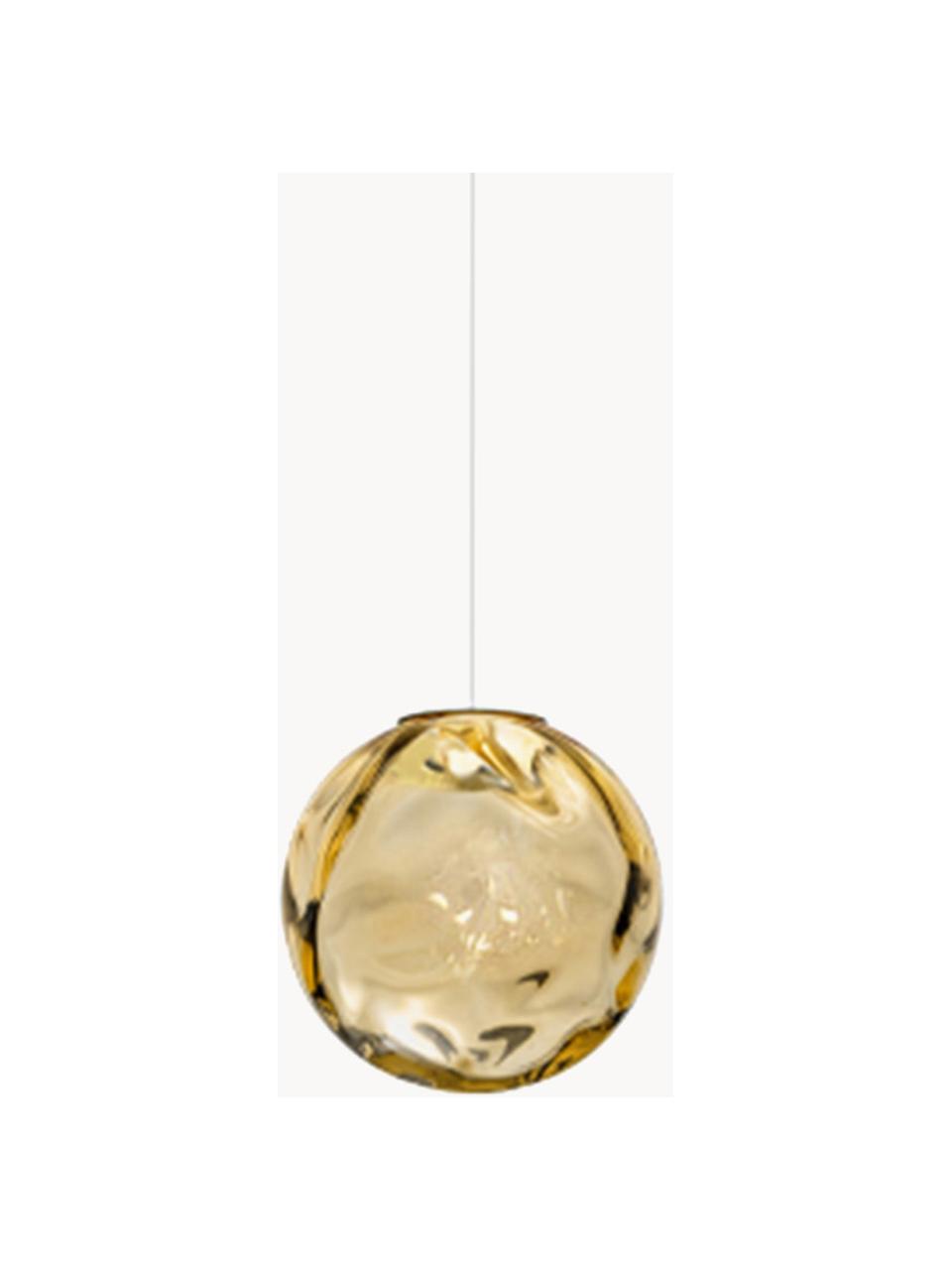 LED hanglamp Murané van getint glas, handgemaakt, Lampenkap: glas, Goudkleurig, Ø 10 x H 10 cm