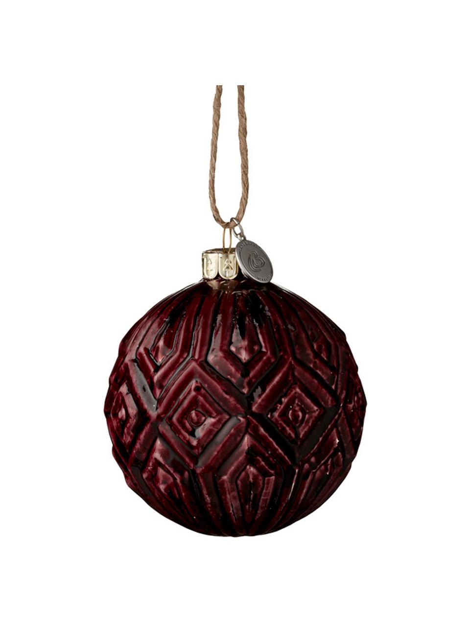 Palla di Natale Cemianne Ø 8 cm, 2 pz, Rosso scuro, Ø 8 cm