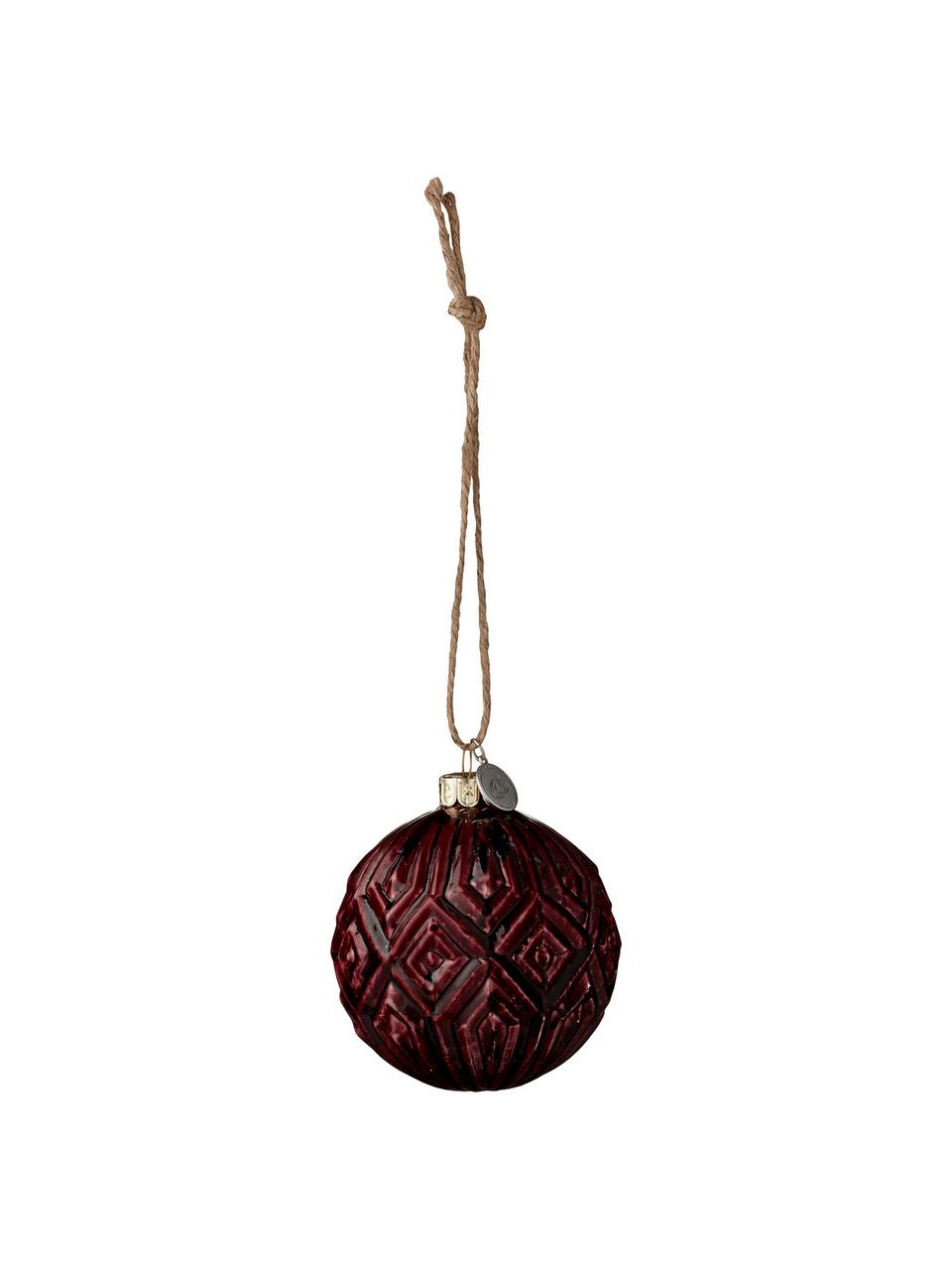 Kerstballen Cemianne, 2 stuks, Donkerrood, Ø 8 x H 8 cm