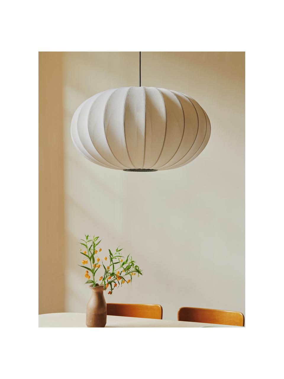 Hanglamp Knit-Wit, Lampenkap: kunstvezel, Decoratie: gecoat metaal, Gebroken wit, Ø 45 x H 26 cm