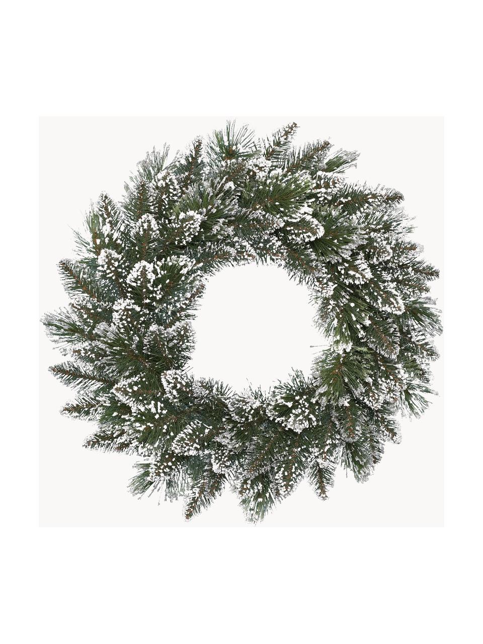 Corona navideña Finley, Plástico, Verde, blanco, Ø 50 x Al 15 cm