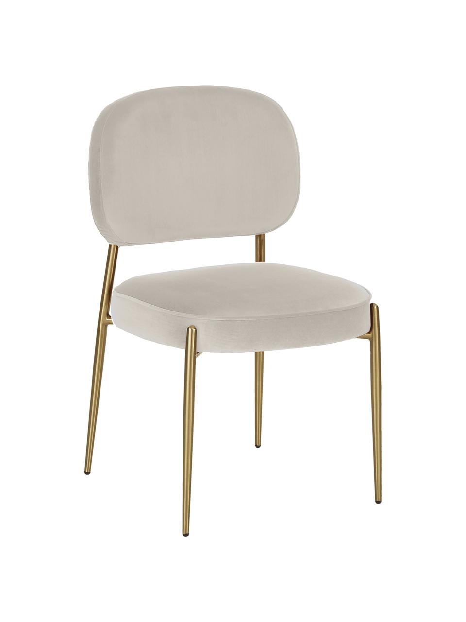Samt-Polsterstuhl Viggo, Bezug: Samt (Polyester) Der hoch, Samt Beige, B 49 x T 66 cm