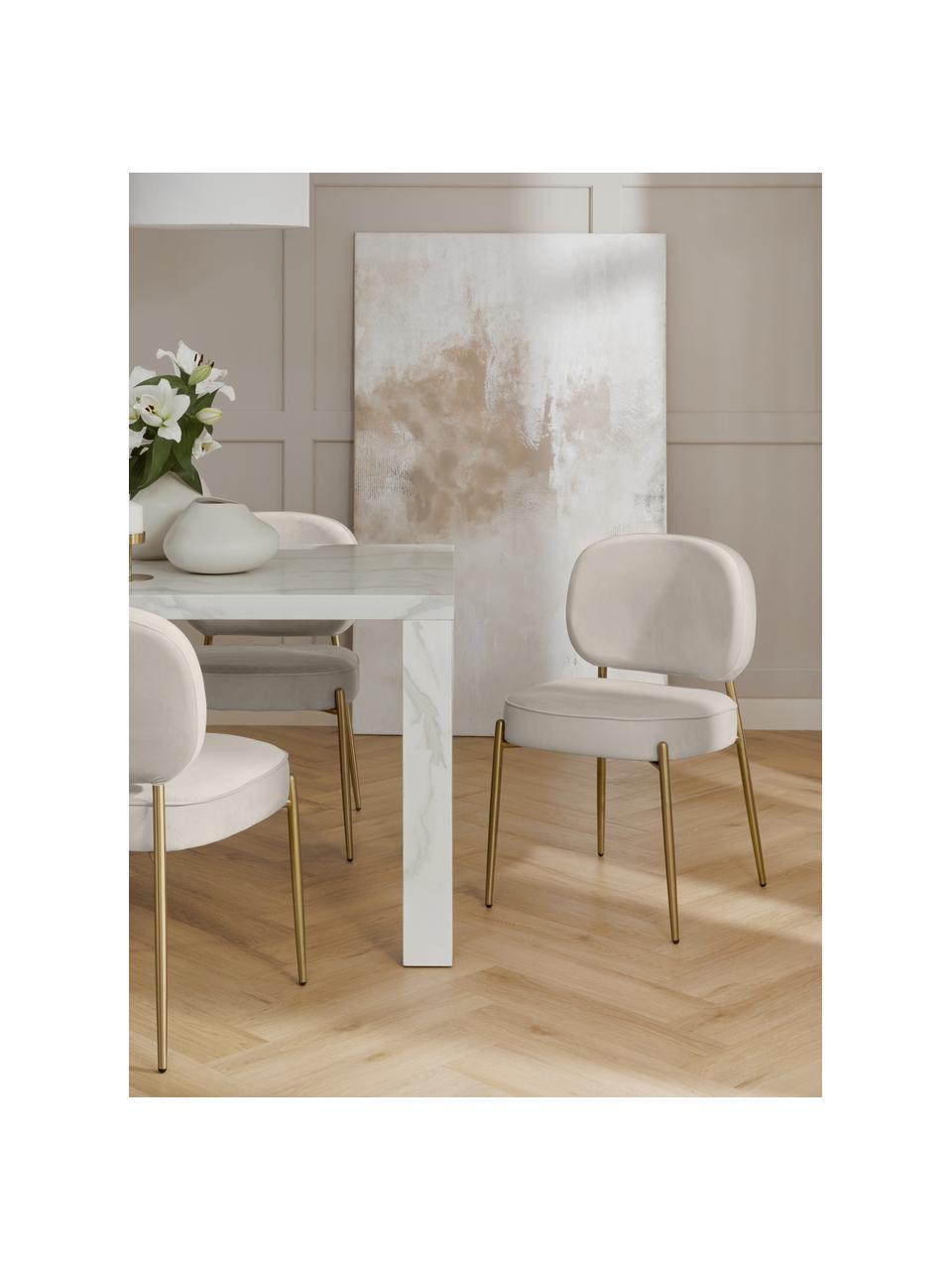 Krzesło tapicerowane z aksamitu Viggo, Tapicerka: aksamit (poliester) Dzięk, Beżowy aksamit, S 51 x G 54 cm