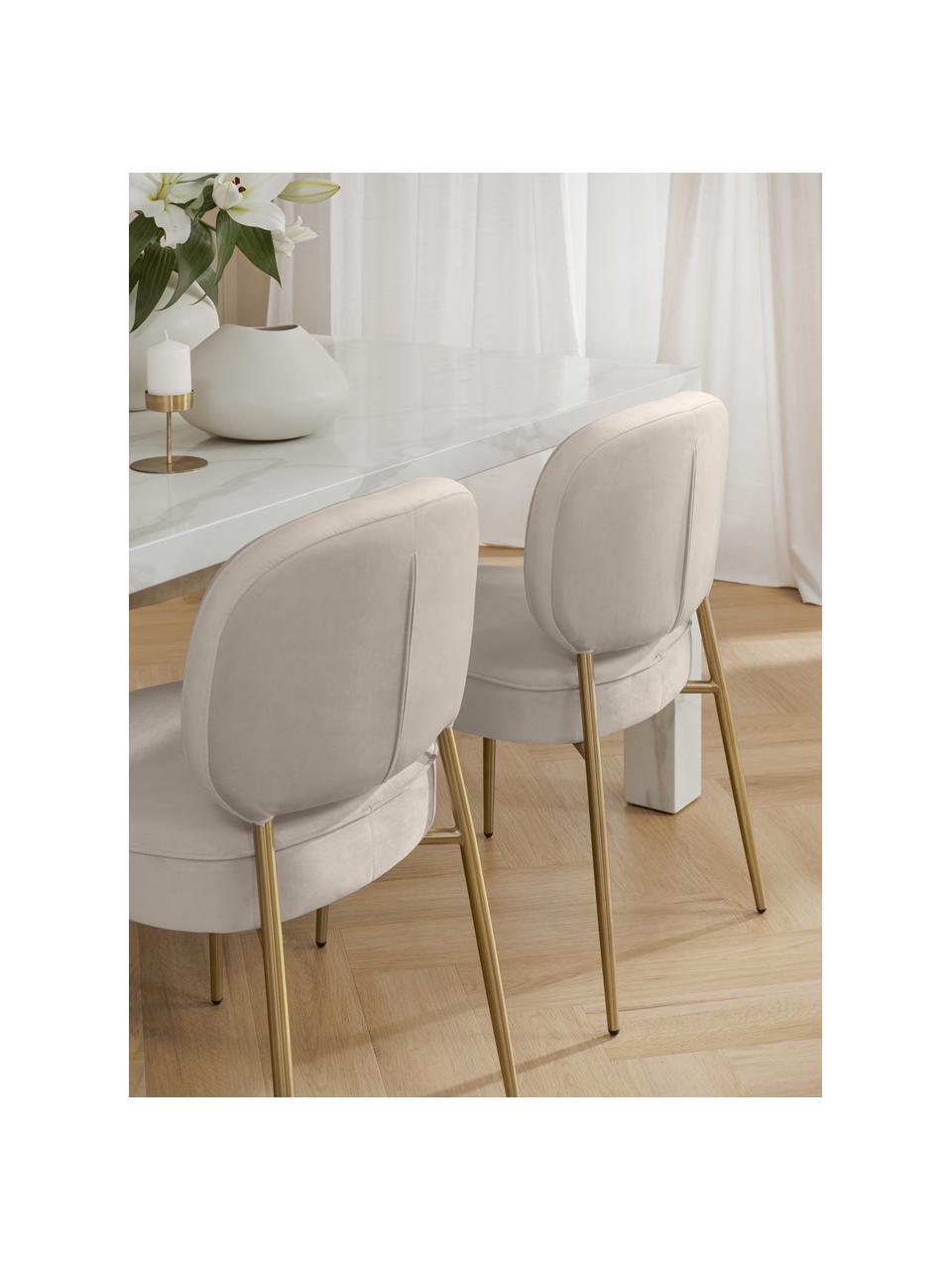 Sedia imbottita in velluto Viggo, Rivestimento: velluto (poliestere) Il r, Velluto beige, Larg. 49 x Prof. 66 cm
