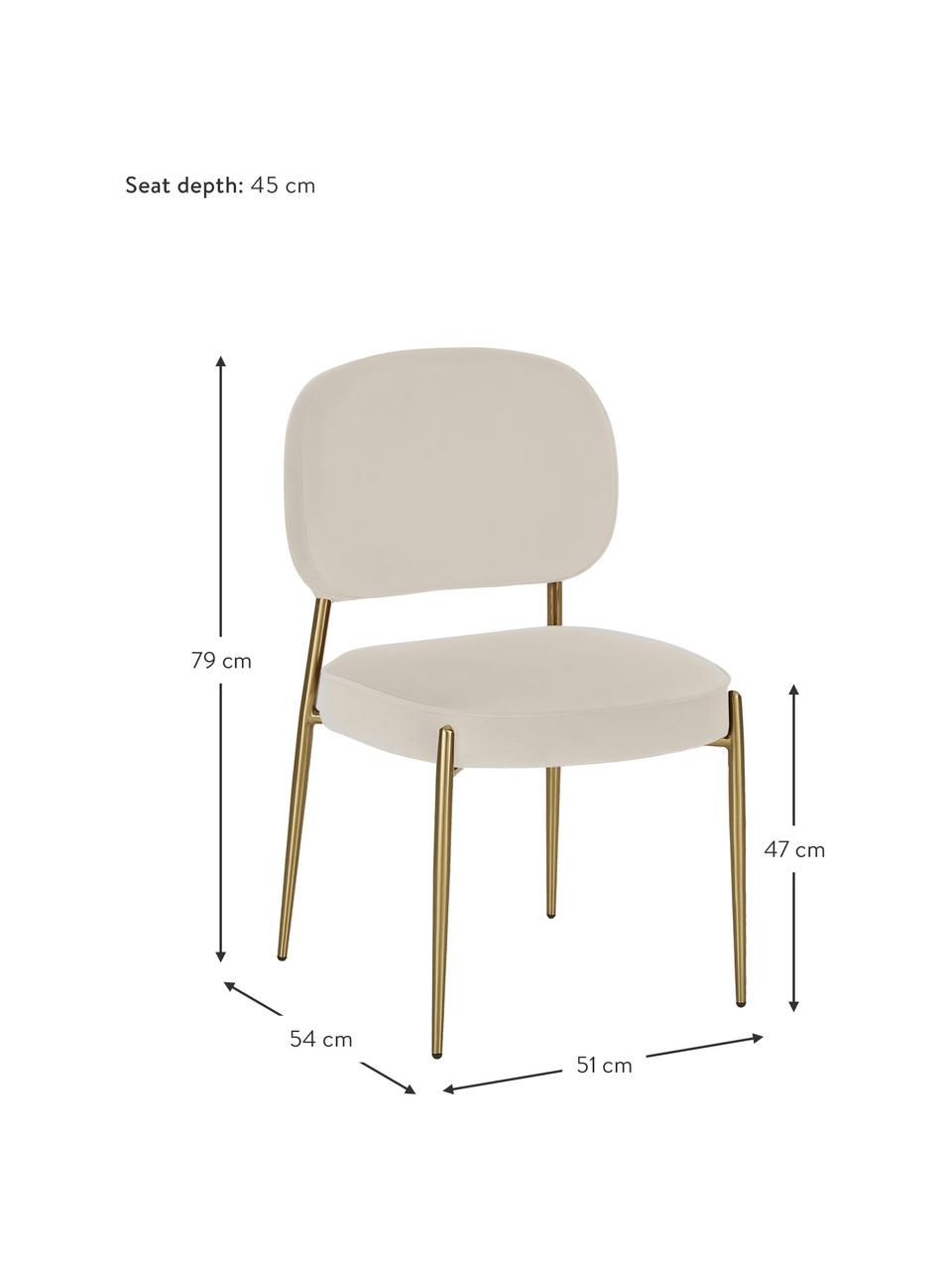 Sametová čalouněná židle Viggo, Béžová, Š 49 cm, H 66 cm
