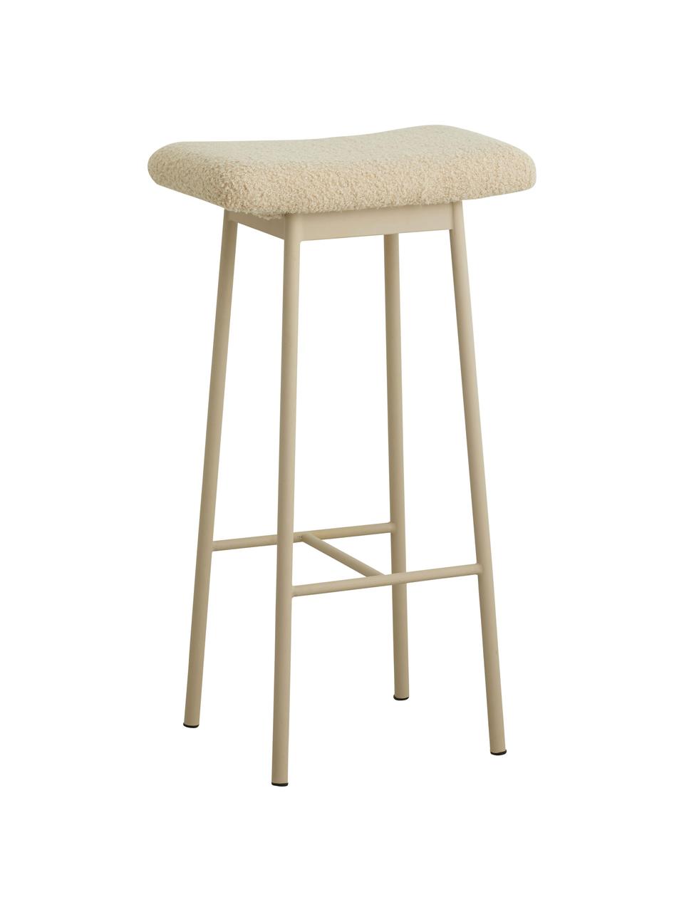 Teddy barkruk Zala, Bekleding: 100% polyester (teddyvach, Frame: gepoedercoat metaal, Teddy beige, B 42 x H 72 cm