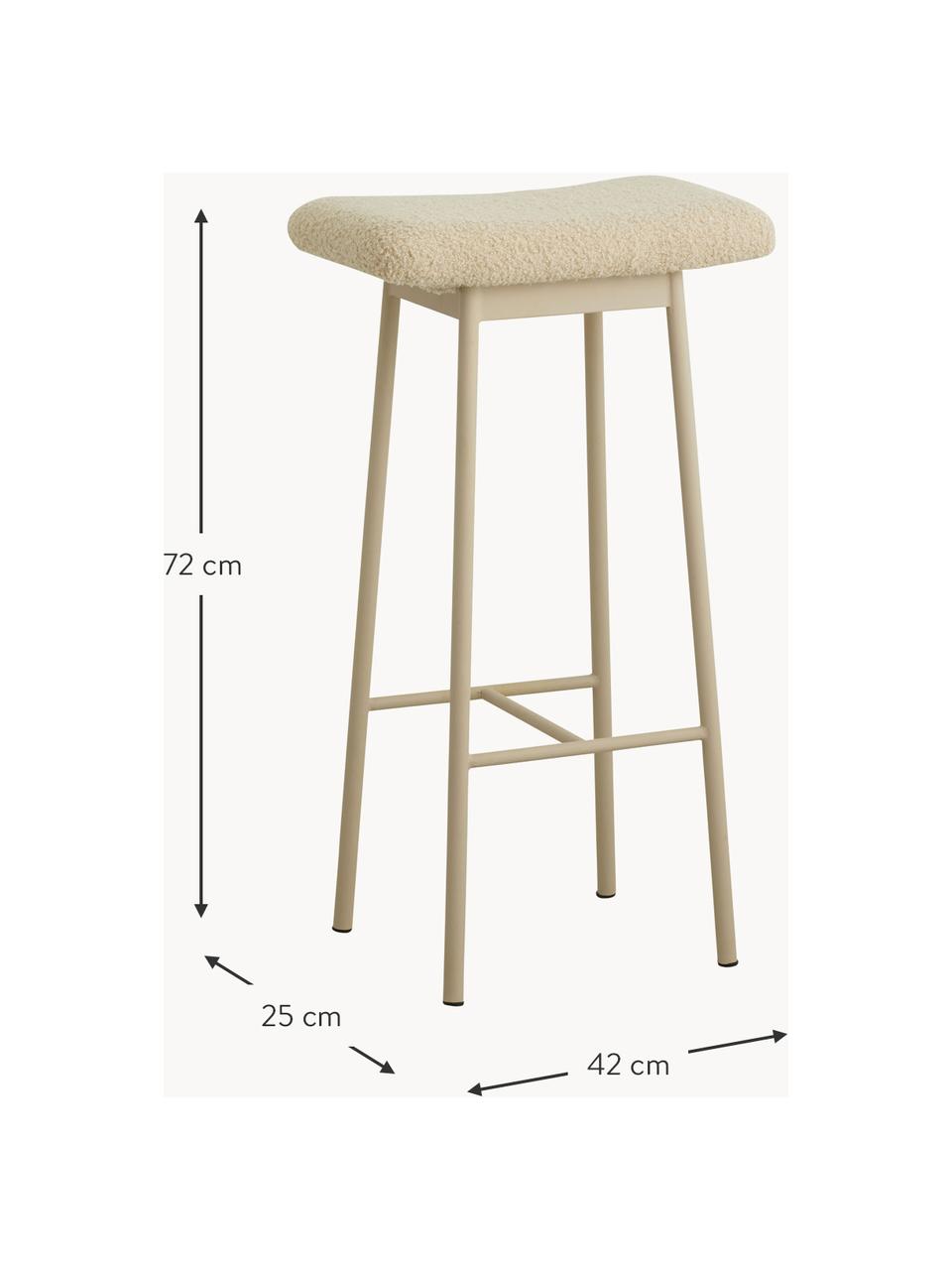 Tabouret de bar en peluche Zala, Peluche beige, larg. 42 x haut. 72 cm