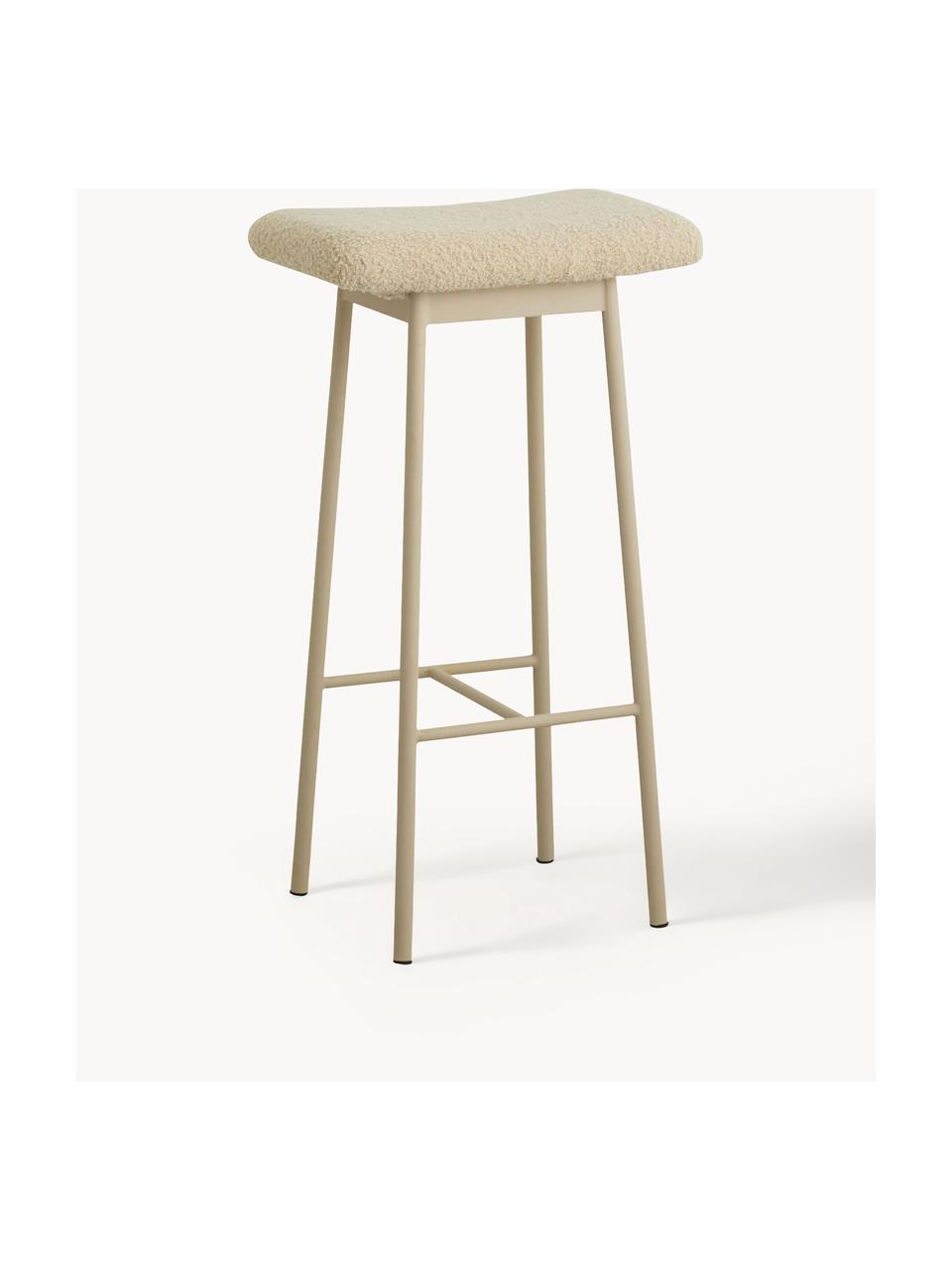 Tabouret de bar en peluche Zala, Peluche beige, larg. 42 x haut. 72 cm