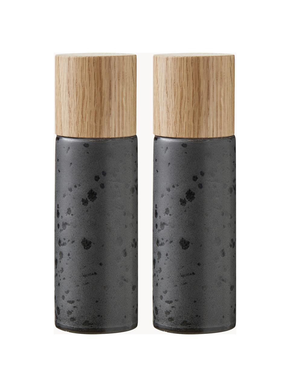 Moulins à sel et poivre Bitz, 2 élém., Noir, bois clair, Ø 5 x haut. 17 cm