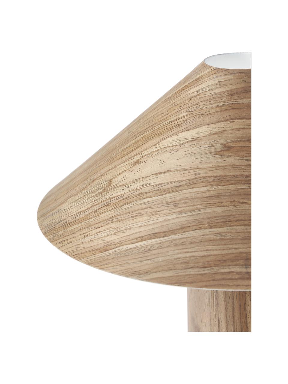 Kleine Tischlampe Ernesto aus Holz, Lampenschirm: Eichenholzfurnier, Lampenfuß: Eichenholzfurnier, Holz, Ø 30 x H 32 cm
