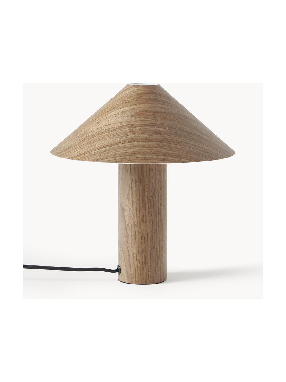 Malá stolová lampa z dreva Ernesto, Hnedá mramorovaná, biela, Ø 30 x V 32 cm
