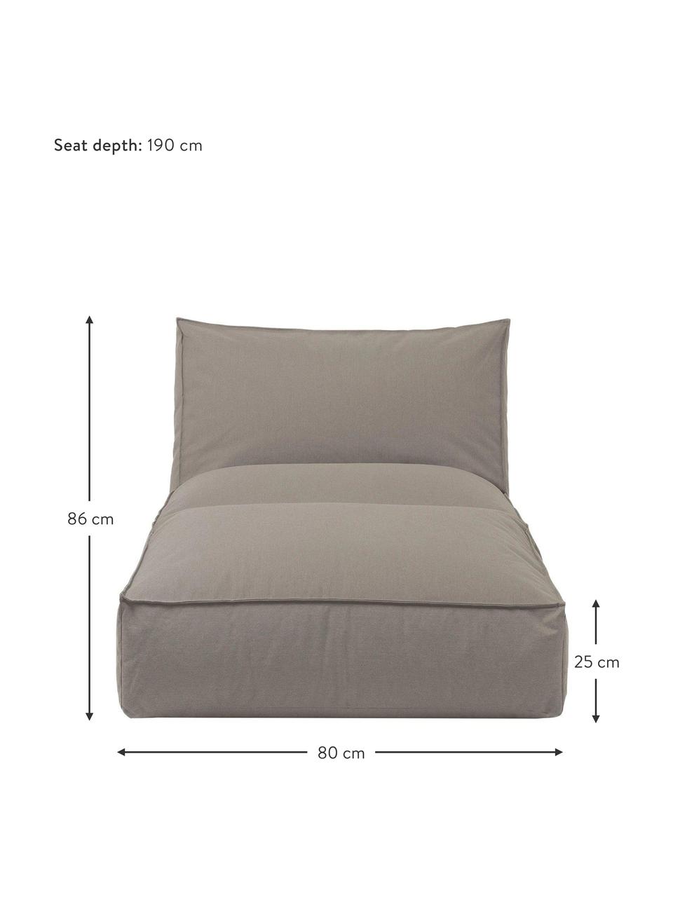Tuin dagbed Stay, verstelbaar, Frame: gepoedercoat staal, Geweven stof taupe, B 80 x D 190 cm