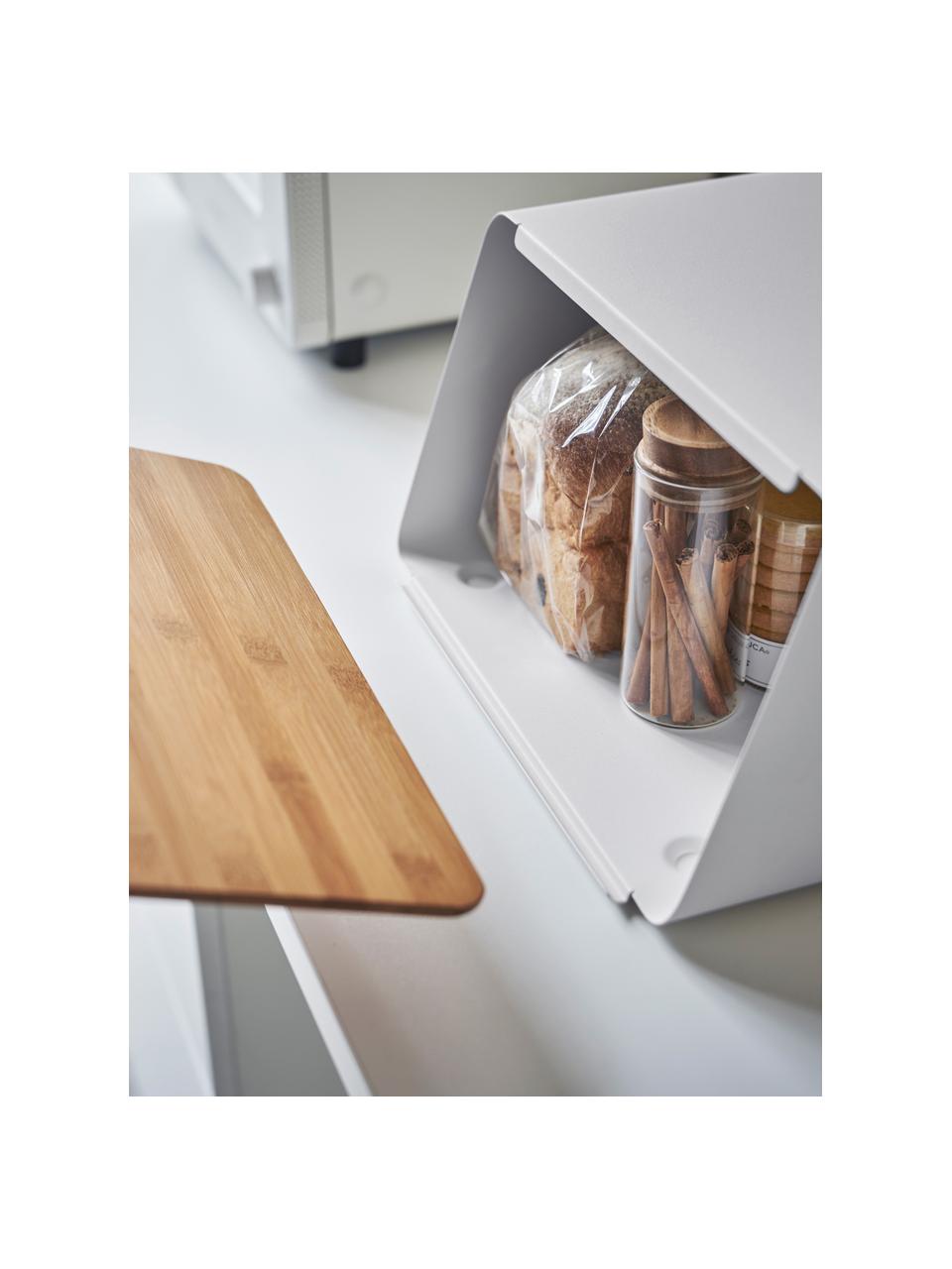Boîte à pain avec planche à découper en guise de couvercle Tower, Blanc, bois clair, larg. 32 x long. 19 cm
