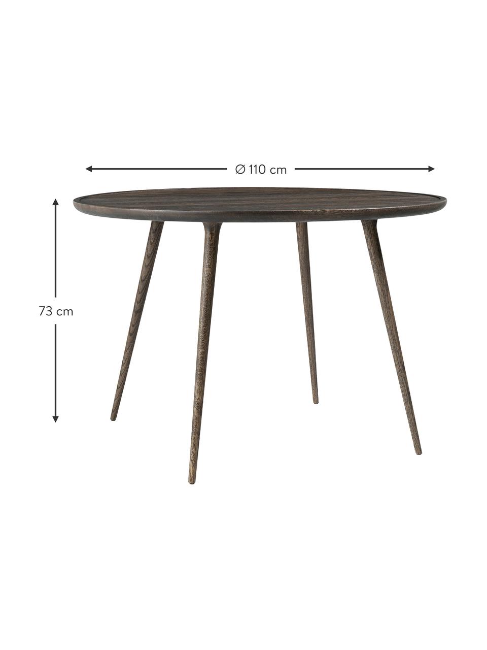 Okrągły stół do jadalni z drewna dębowego Accent, różne rozmiary, Drewno dębowe z certyfikatem FSC, Ciemne drewno dębowe, Ø 110 x W 73 cm