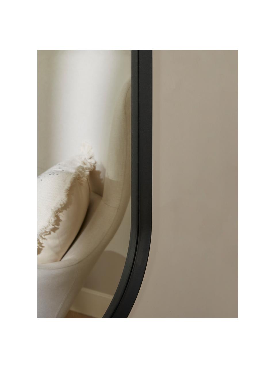 Ovale wandspiegel Norm met zwarte aluminium lijst, Lijst: gepoedercoat aluminium, Zwart, B 40 x H 130 cm