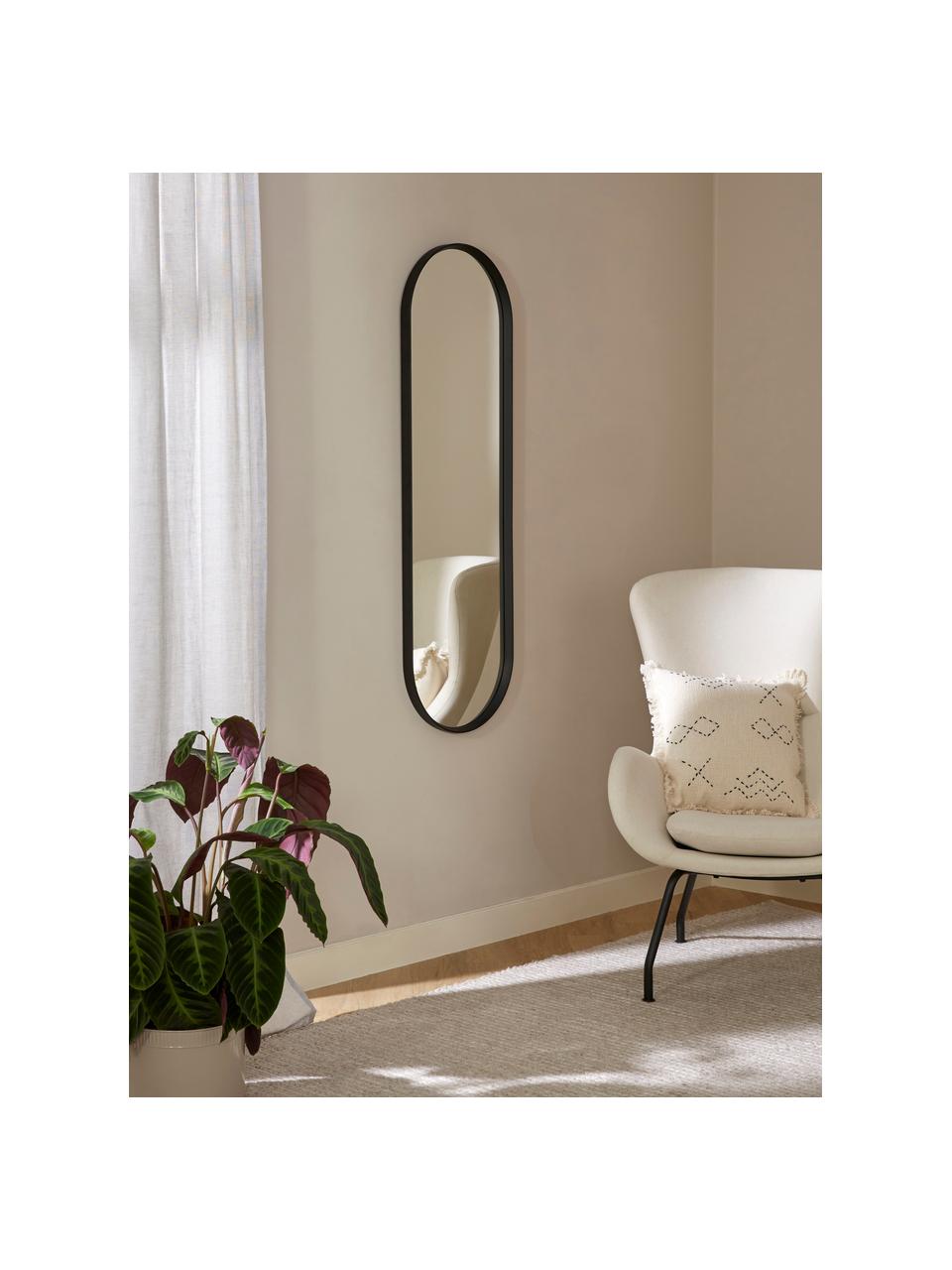 Ovale wandspiegel Norm, Lijst: gepoedercoat aluminium, Zwart, B 40 x H 130 cm