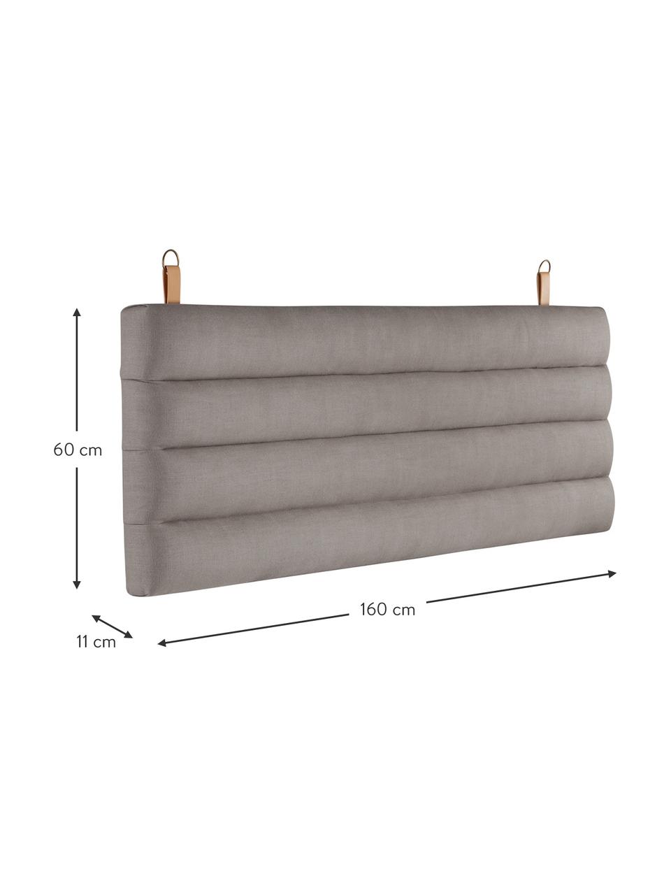 Cabecero tapizado Amsterdam, Funda: 100% lino, Estructura: madera contrachapada, Asas: cuero sintético, Tejido gris, An 160 x Al 60 cm