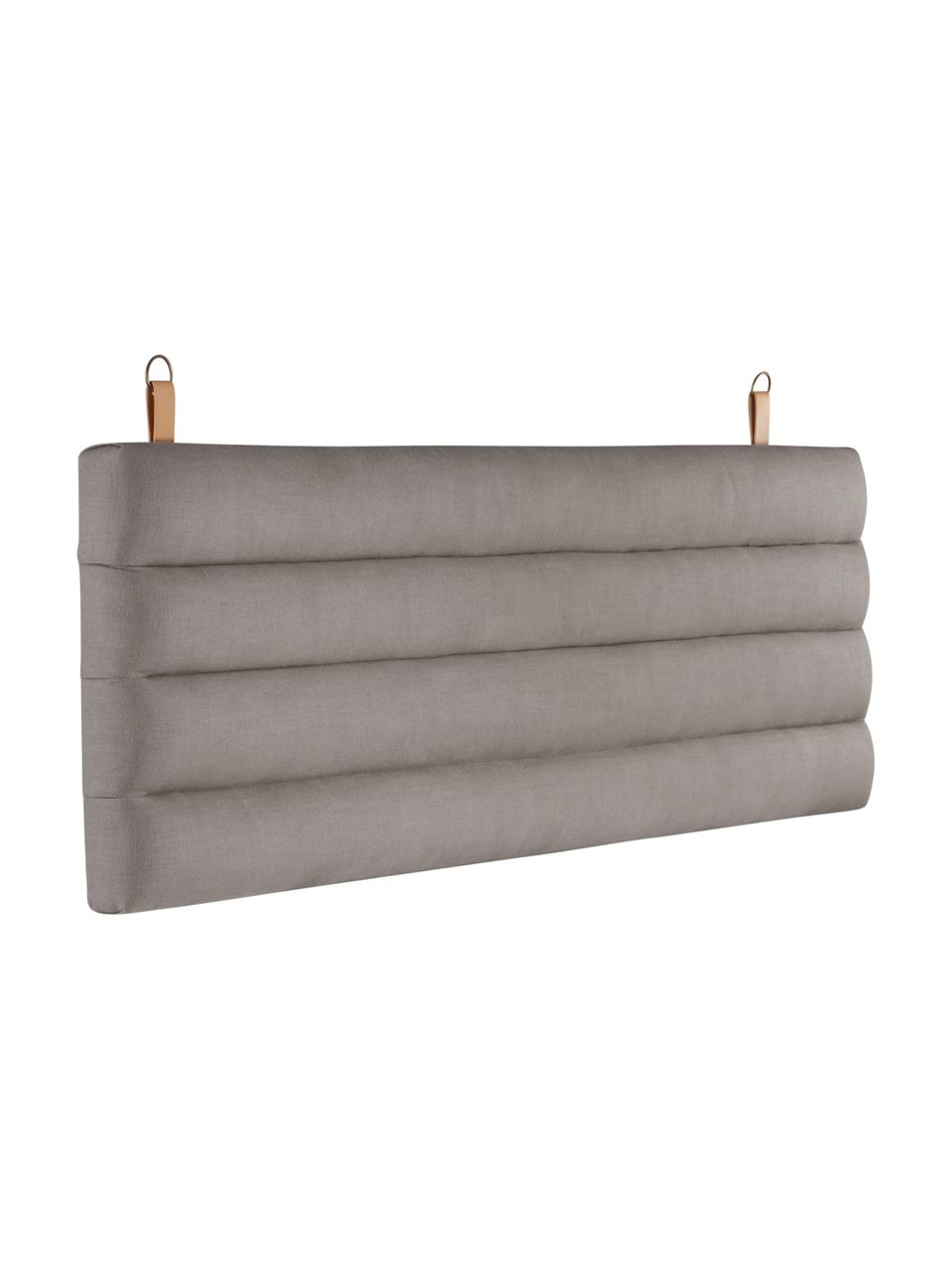 Cabecero tapizado Amsterdam, Funda: 100% lino, Estructura: madera contrachapada, Asas: cuero sintético, Tejido gris, An 160 x Al 60 cm