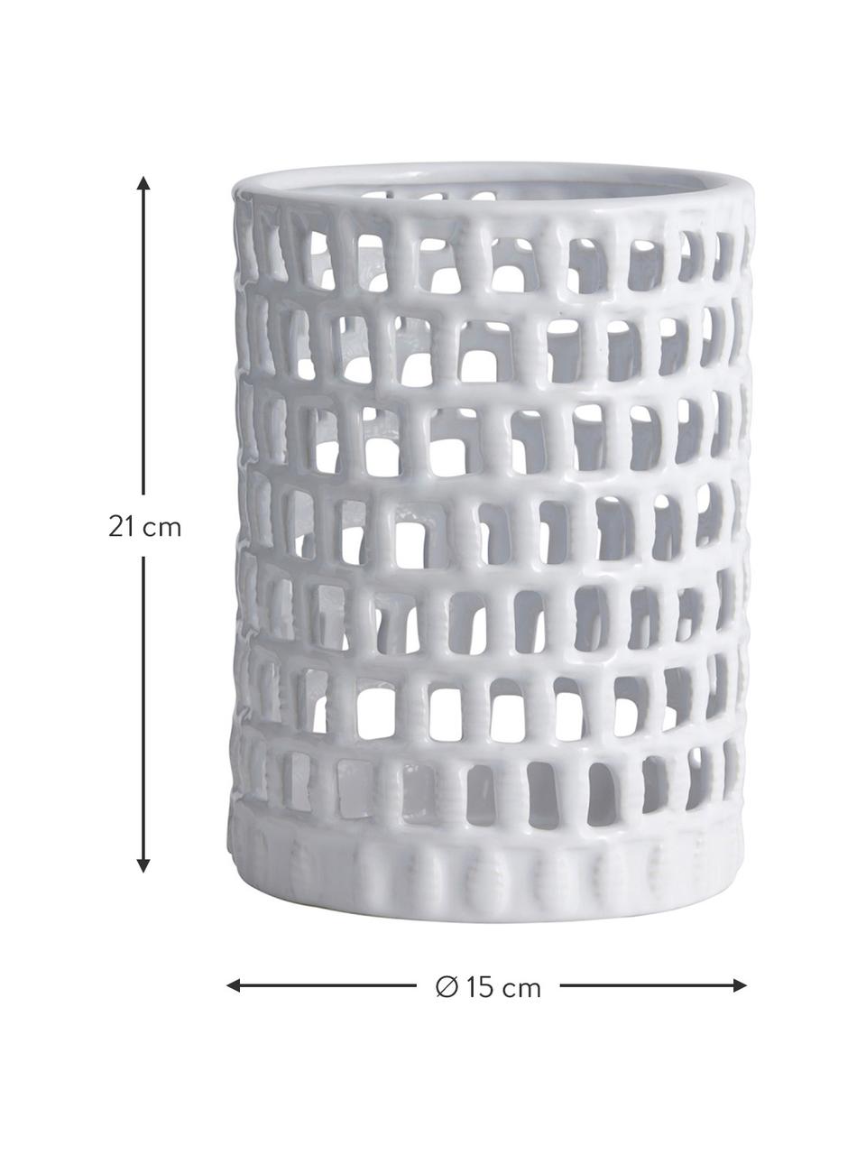 Portavelas de cerámica Wake, Cerámica, Blanco, Ø 15 x Al 21 cm