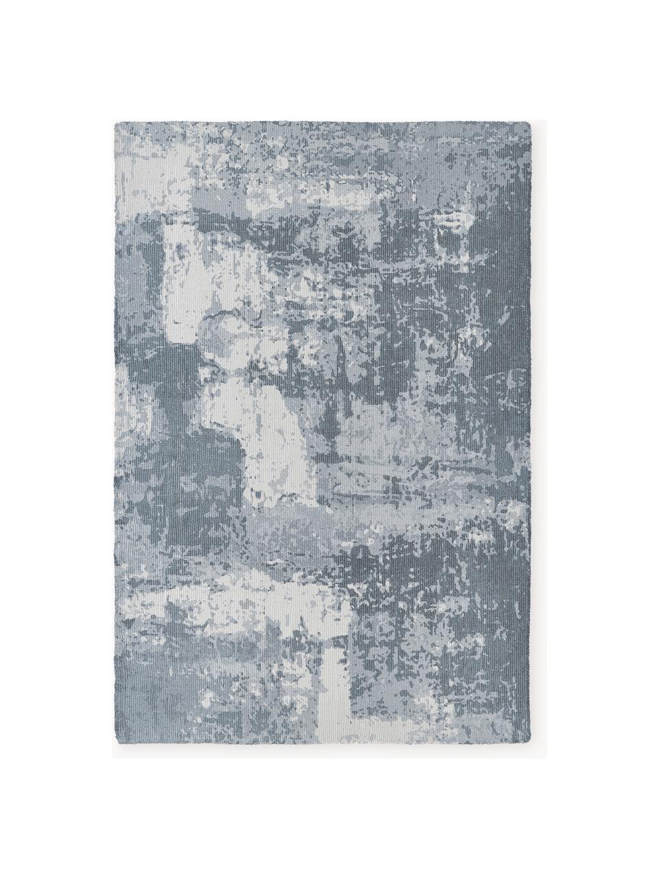 Handgeweven laagpolig vloerkleed Nantes, 100% polyester, GRS-gecertificeerd, Grijsblauw, B 120 x L 180 cm (maat S)
