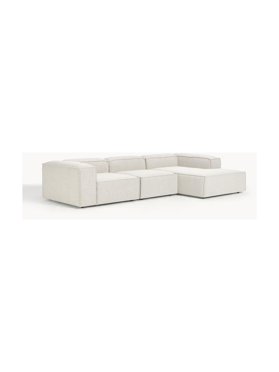 Modulares Ecksofa Lennon aus Bouclé, Bezug: Bouclé (100 % Polyester) , Gestell: Massives Kiefernholz, Spe, Füße: Kunststoff Dieses Produkt, Bouclé Off White, B 327 x T 180 cm, Eckteil links