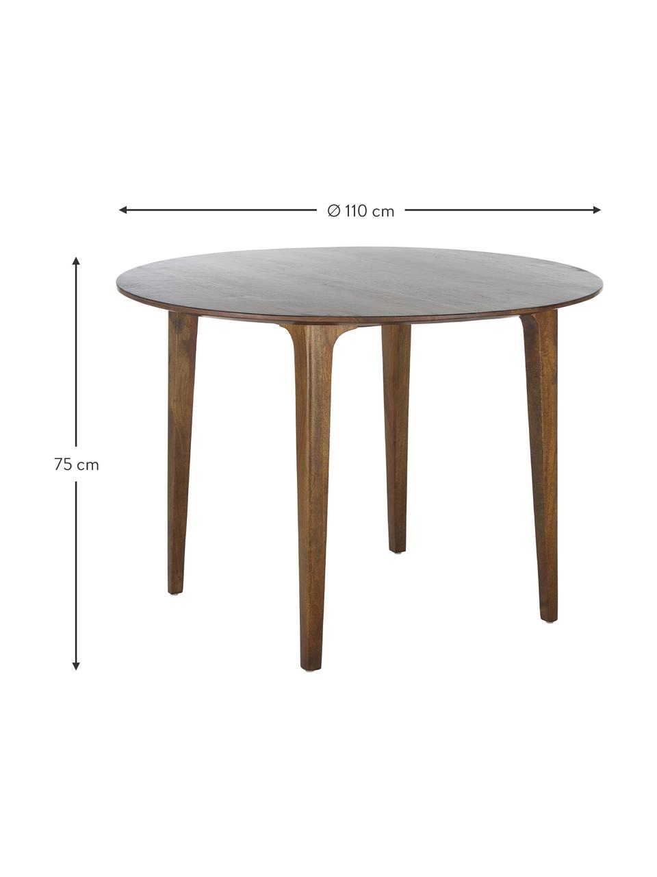 Kulatý jídelní stůl z masivního mangového dřeva Archie, Ø 110 cm, Masivní lakované mangové dřevo, Mangové dřevo, Ø 110 cm, V 75 cm