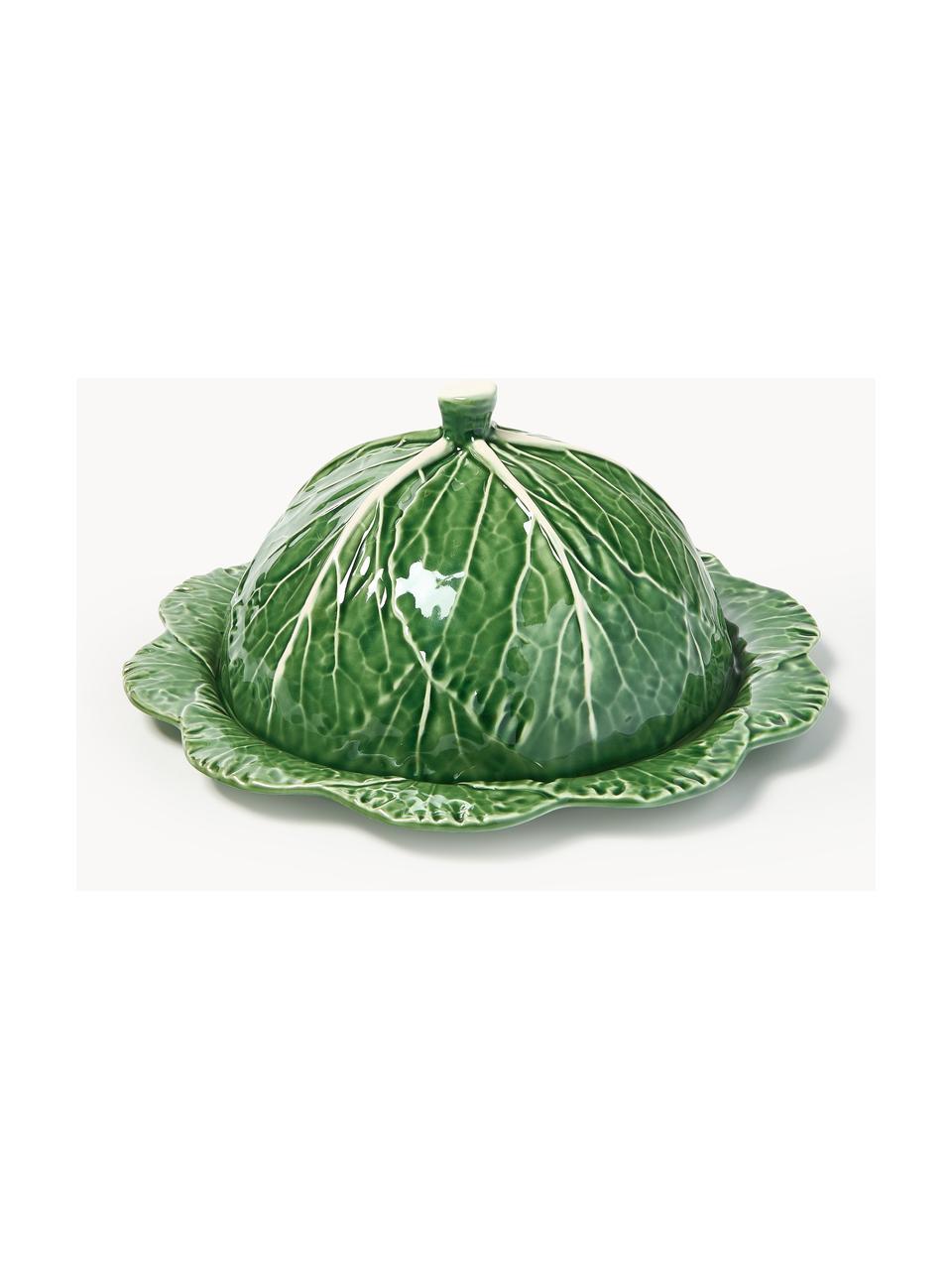 Ručne vyrobený servírovací tanier Cabbage, Kamenina, Tmavozelená, Ø 35 cm