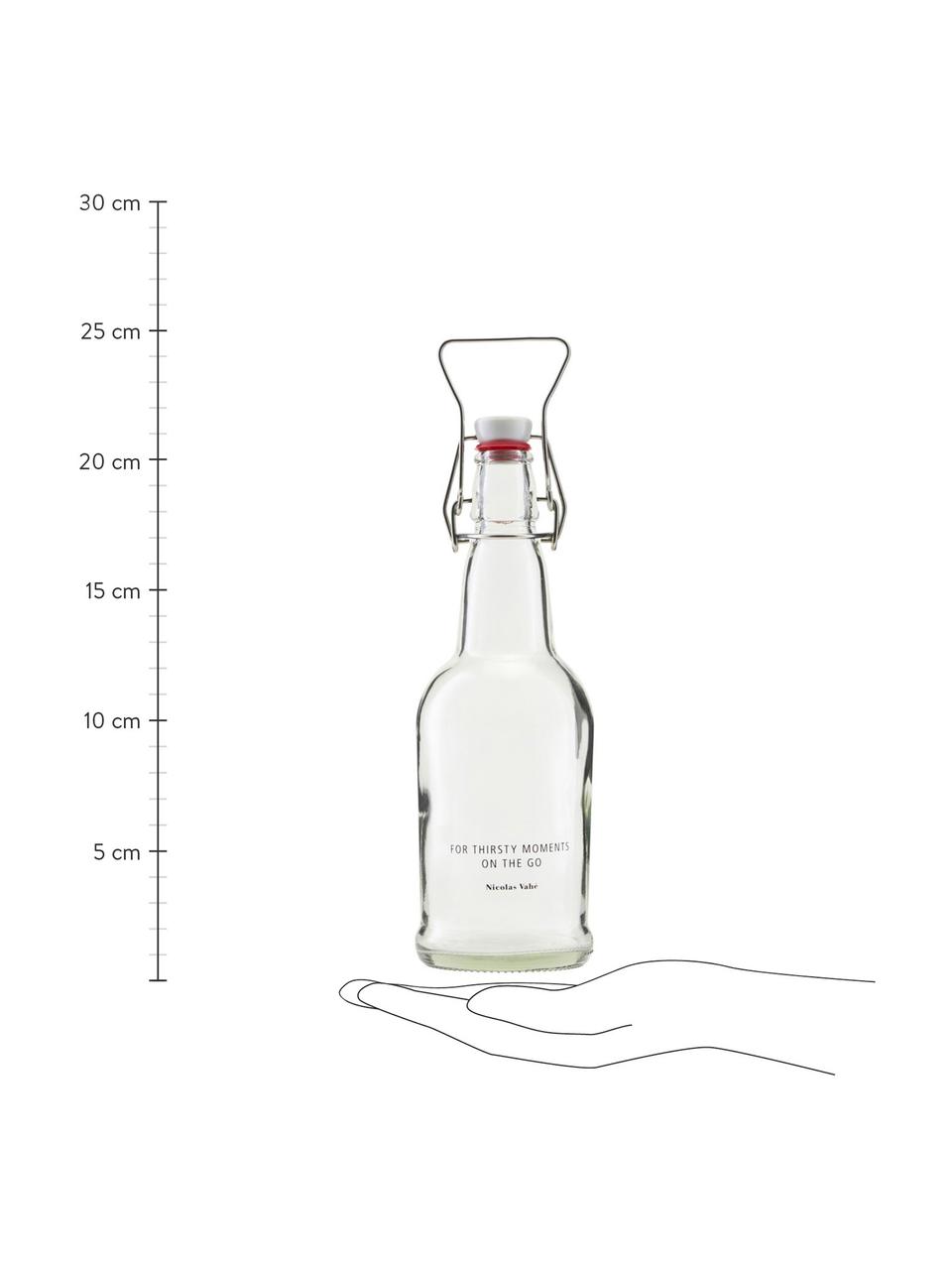 Fles Bottle, Fles: glas, Sluiting: porselein, silicone, Houder: edelstaal, Transparant, Ø 8 x H 25 cm