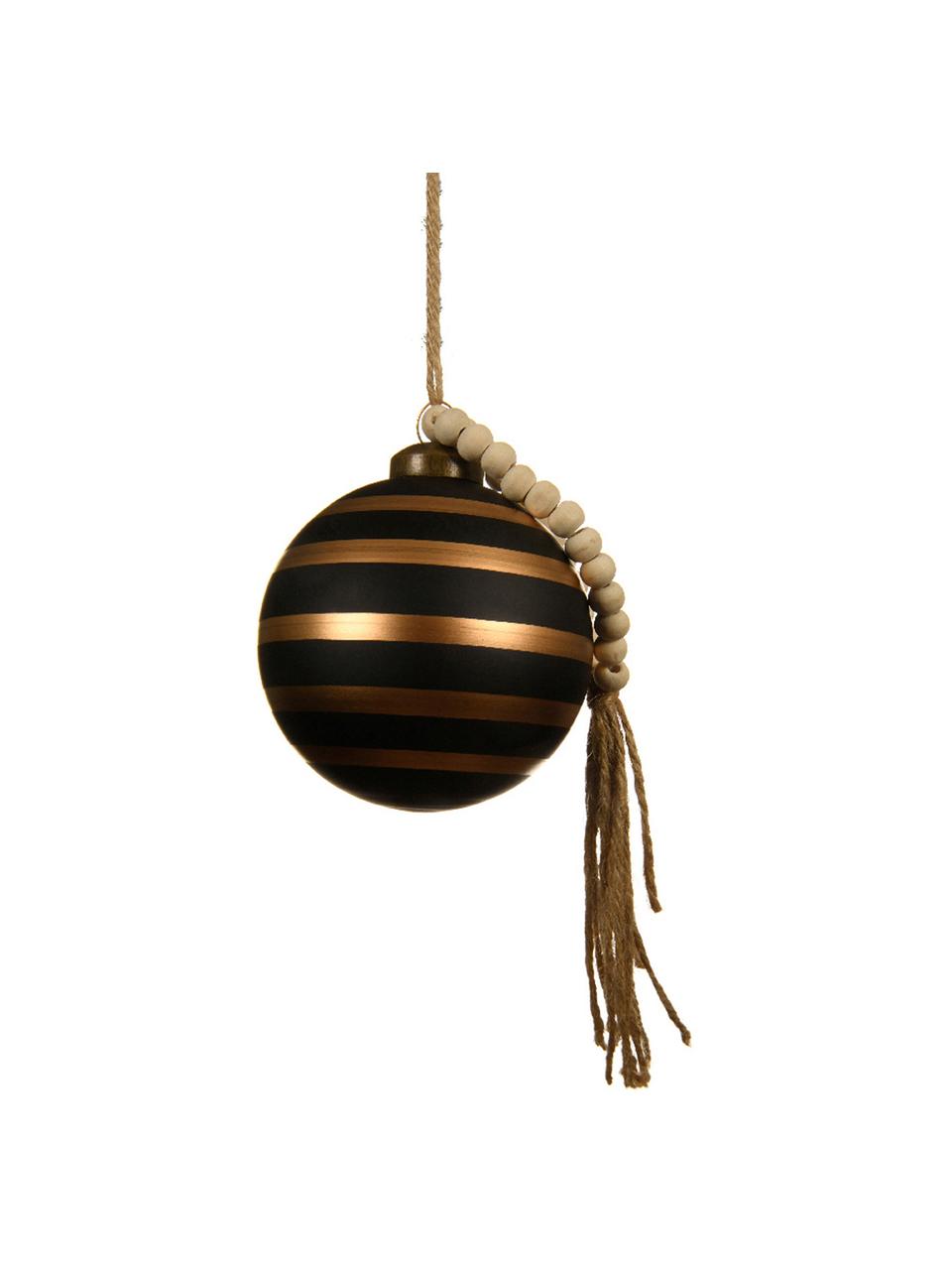 Bolas de Navidad Gold Lines, Ø 8 cm, 2 uds., Negro, marrón, Ø 8 cm