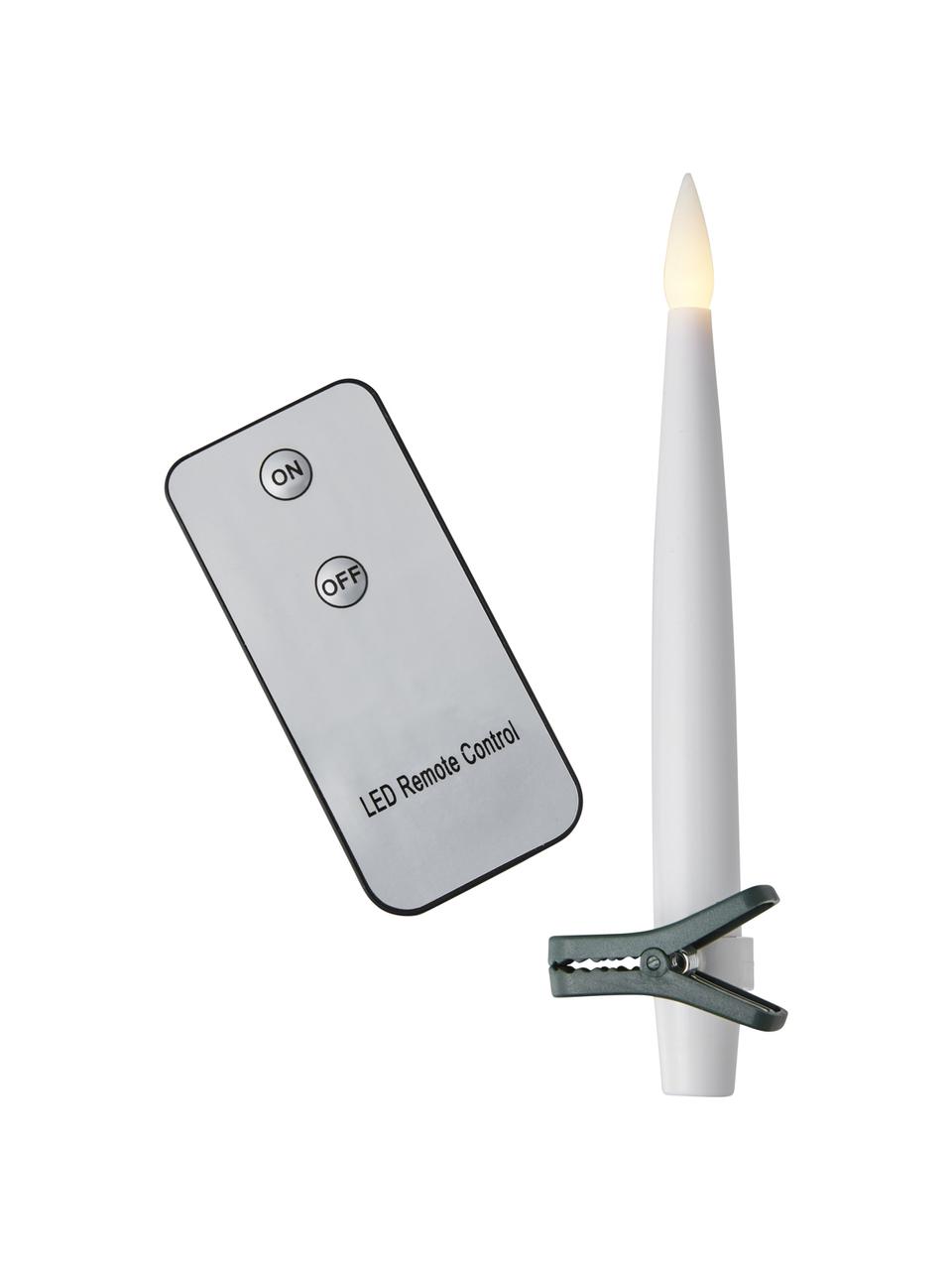 Batterij-aangedreven LED-kaarsen Zoe, set van 11, warm wit, Kunststof, Wit, groen, transparant, B 2 x H 16 cm