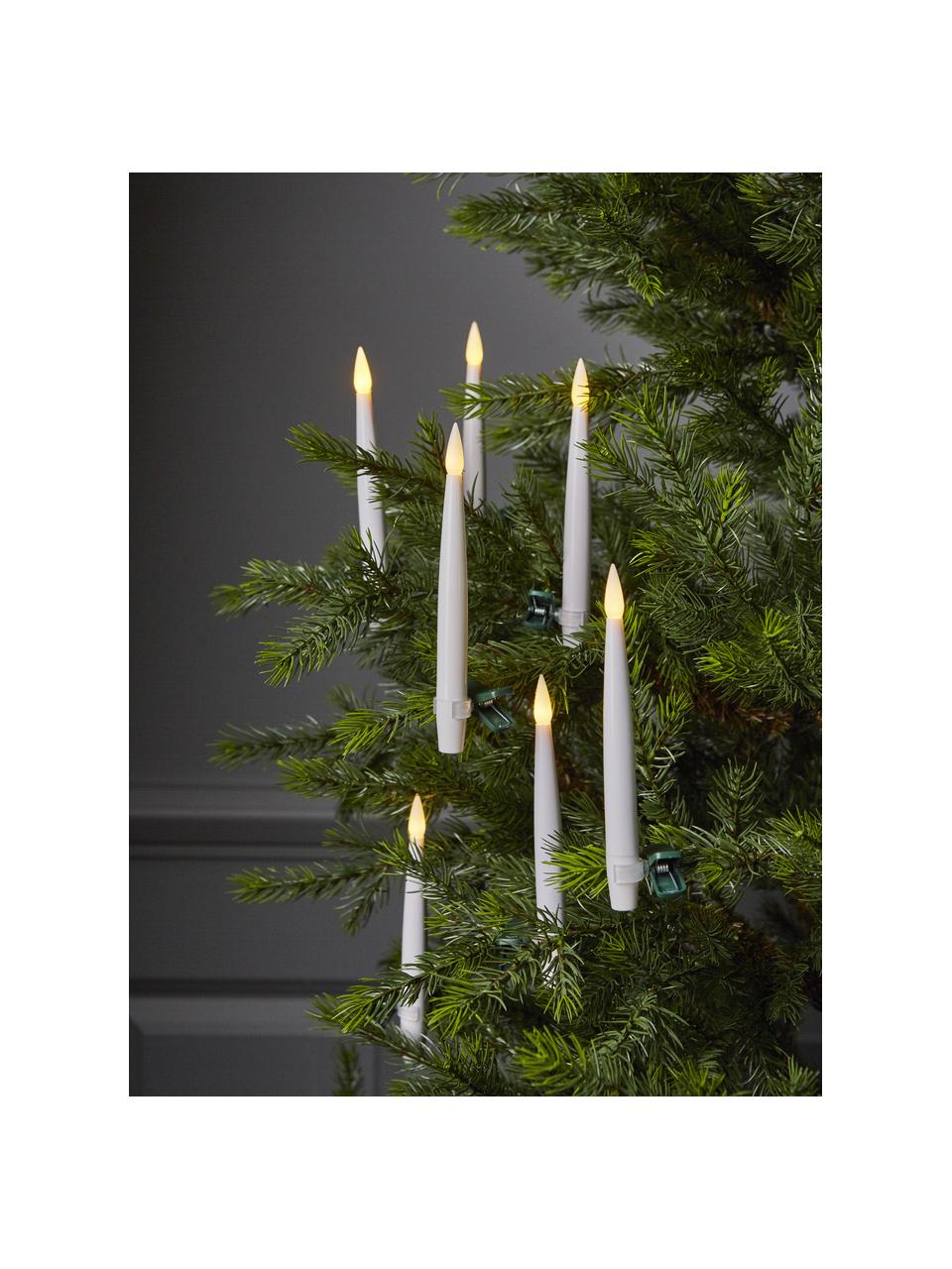 Set 11 candele LED a batteria Zoe, bianco caldo, Plastica, Bianco, verde, trasparente, Larg. 2 x Alt. 16 cm