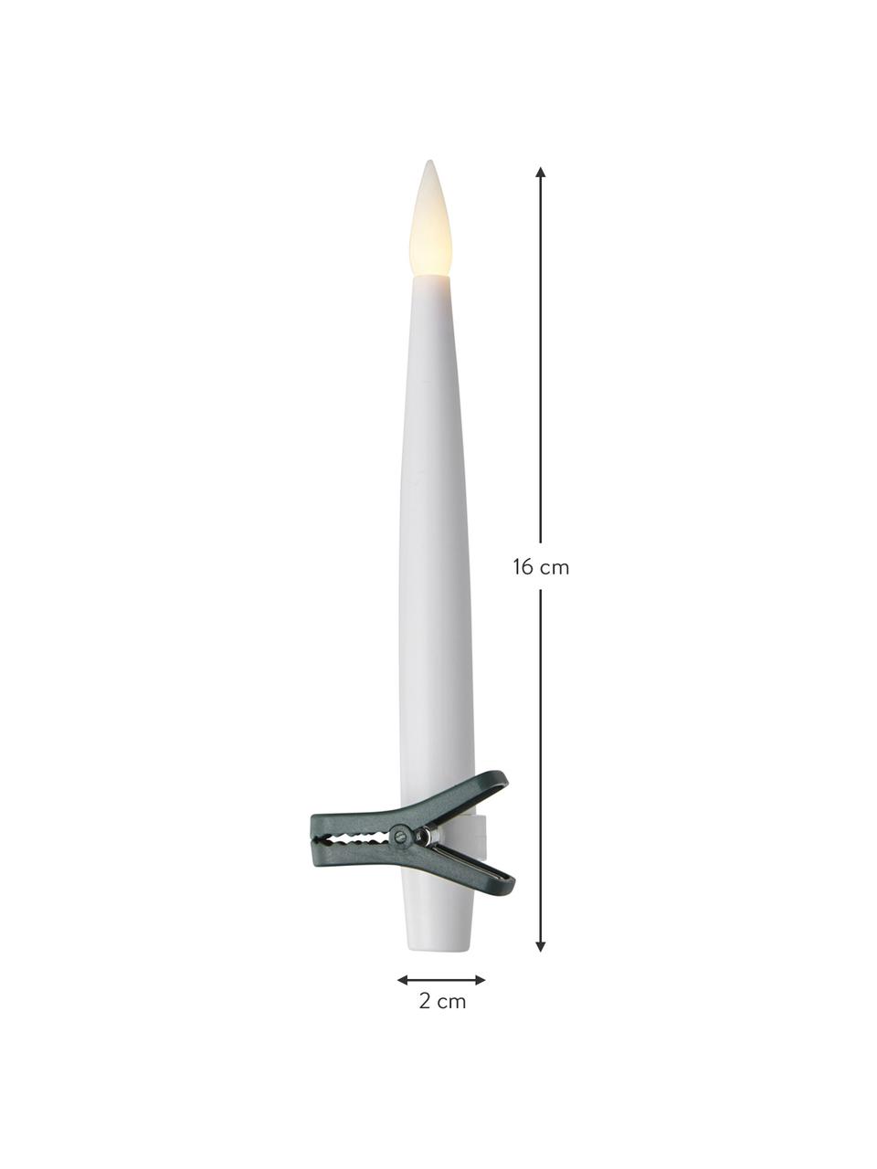 Batteriebetriebene LED-Kerzen Zoe, 11er-Set, warmweiß, Kunststoff, Weiß, Grün, B 2 x H 16 cm