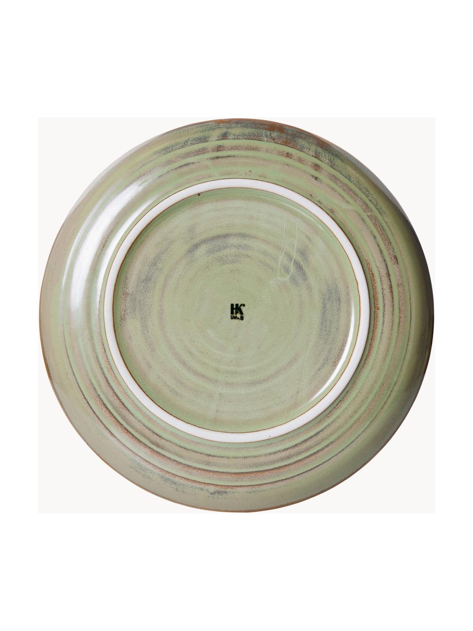 Set de platos hondos artesanales de porcelana Chef, 4 uds., Porcelana, Verde oliva, Ø 22 cm