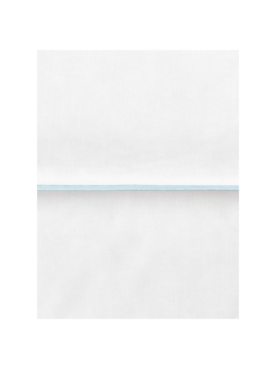 Cuscino in piuma Comfort, medio, Bianco con fascia di stoffa in raso turchese, Larg. 50 x Lung. 80 cm