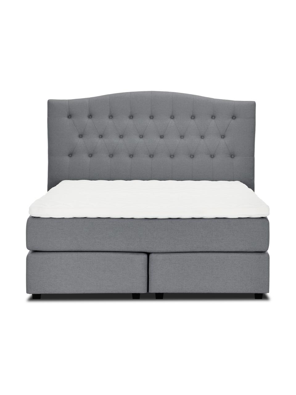 Letto boxspring premium in tessuto grigio Royal, Materasso: nucleo a 5 zone di molle , Piedini: legno di betulla massicci, Tessuto grigio, 200 x 200 cm