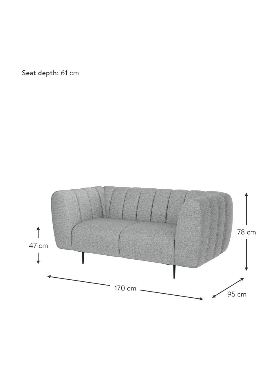 Divano 2 posti in tessuto grigio chiaro Shel, Rivestimento: 100% poliestere con sensa, Struttura: legno duro, legno morbido, Piedini: metallo rivestito Il rive, Grigio chiaro, Larg. 170 x Prof. 95 cm