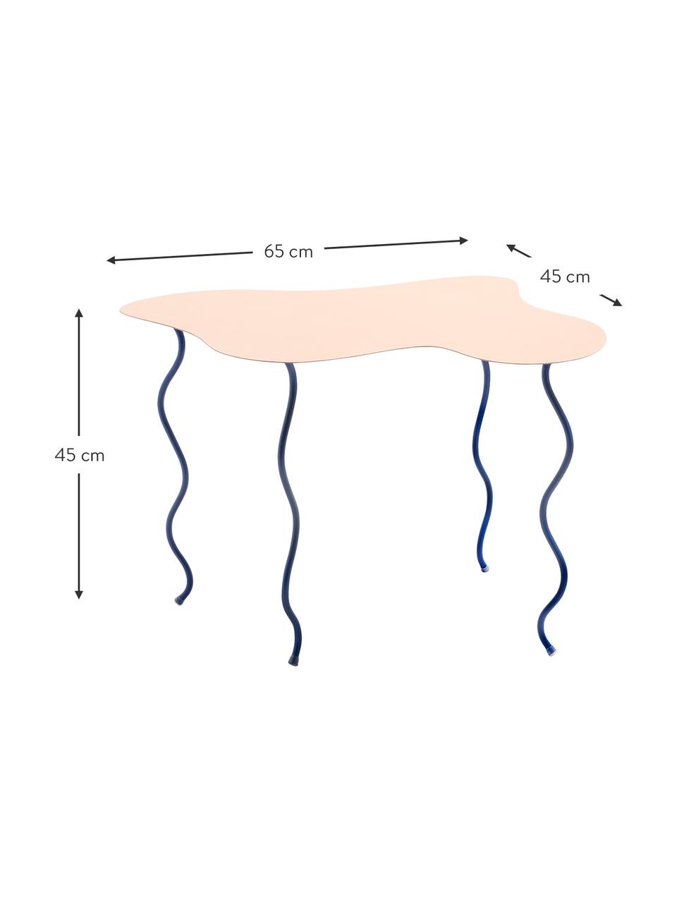 Kovový odkládací stolek Squiggle, Potažený kov, Pudrově růžová, modrá, Š 45 cm, V 45 cm