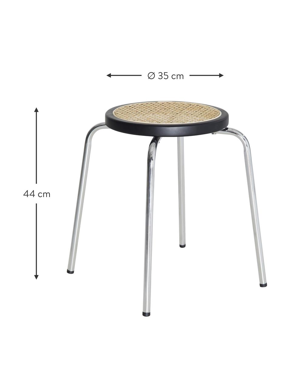 Tabouret rond Ibiza, Beige, noir, couleur chrome, Ø 35 x haut. 44 cm