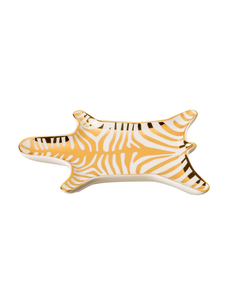 Ciotola da decorazione Zebra, Porcellana, Dorato, bianco, L 15 cm