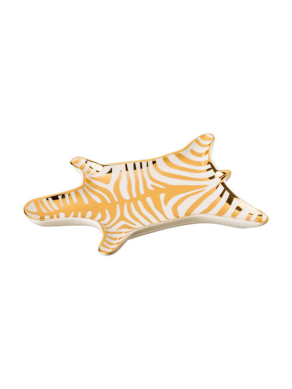 Decoratieve schaal Zebra, Porseilein, Goudkleurig, wit, B 15 cm