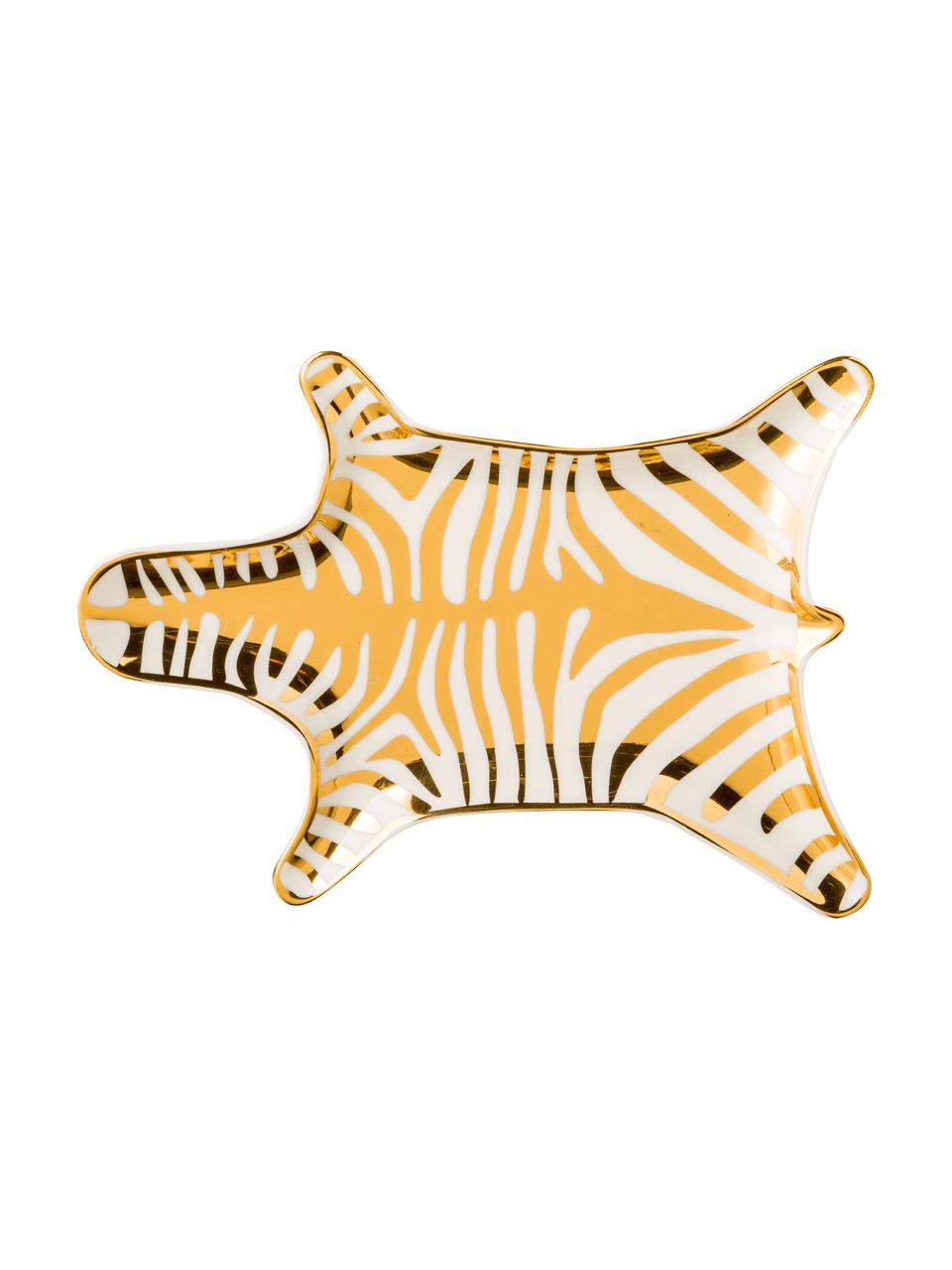 Bol decorativo Zebra, Porcelana, Dorado, blanco, An 15 cm