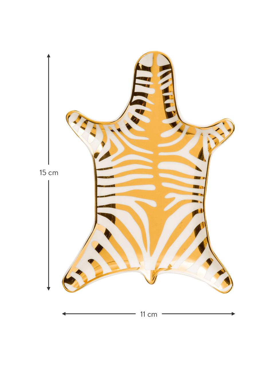 Bol decorativo Zebra, Porcelana, Dorado, blanco, An 15 cm