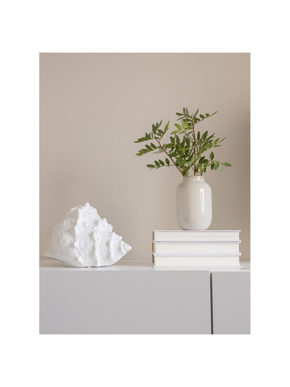 Lámpara de mesa pequeña de cerámica de diseño Seashell, Lámpara: cerámica, Cable: plástico, Blanco, An 30 x Al 15 cm