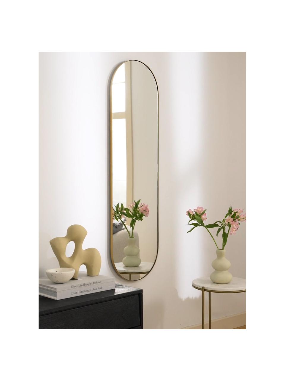Ovale wandspiegel Lucia, Lijst: metaal, Goudkleurig, B 40 x H 140 cm