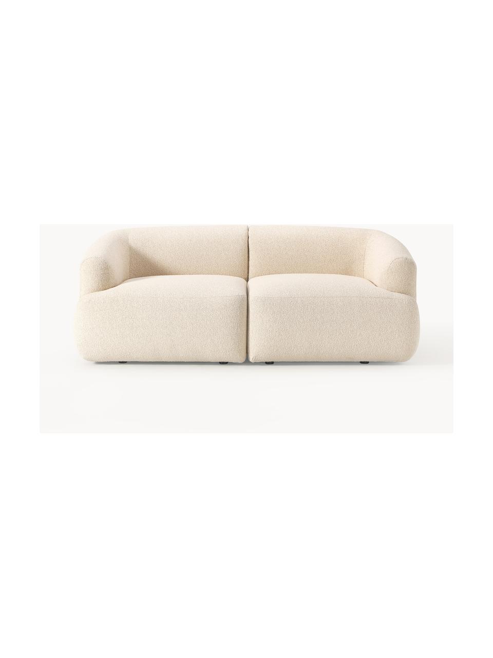 Canapé modulable 2 places en tissu bouclé Sofia, Bouclé beige clair, larg. 186 x prof. 103 cm